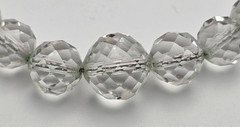Vintage Clear Faceted Crystal Graduated Rondelle Necklace Silver Tone 18 In