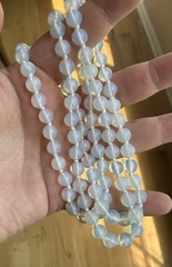 Opaline Opalescent Glass Beaded Vintage Necklace 32” Long