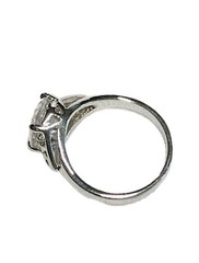 Oval 10mm Cubic Zirconia Solitaire Ring Sz 7 Silver Tone Filigree Engagement EUC