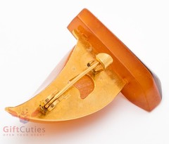 Vintage Soviet Amber Brooch. Sailboat. Kaliningrad. Made in USSR