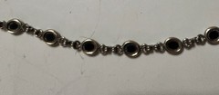 VINTAGE STERLING SILVER AND ONYX Link BRACELET 7.5” Long EUC