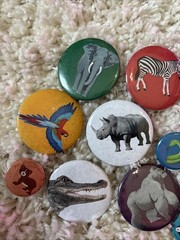 14 Pc Vintage Pinback Buttons Animals Metal Cute Backpack Decor Jackets Collect