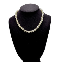 Career Classic Knotted Coated Glass Faux Pearl Silver Tone Vintage Necklace