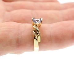 Classic 14k Solid Yellow Gold Natural Trillion Cut Tanzanite & Diamond Ring 5.75