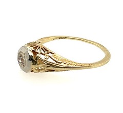 Art Deco Diamond Engagement Ring Mined .05ct Old Mine Original 1920 Antique 14K