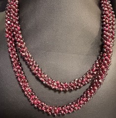Vintage Natural Garnet Beaded 32” Necklace Endless