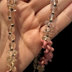 Miriam Haskell Vintage Pink Floral and Clear Glass Bead Necklace Patented Clasp