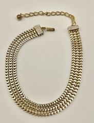 Vintage Gold Tone Solid 3 Row Cup Chain 11.25” to 14.75” Adjustable Necklace