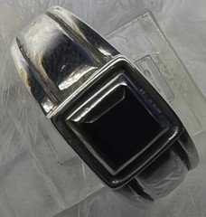 Onyx Sterling Silver 0.925 VINTAGE Men’s 5/16″ N to S TOP BAND RING size 9.75
