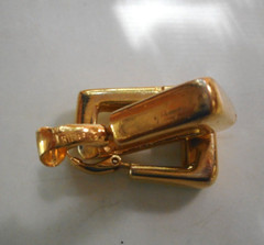 Vtg Crown Trifari Square Clip Earrings with Trifari TM Snake Chain Pendant