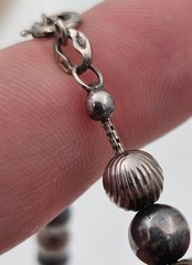 Vintage 70s Graduated Beads Sterling Silver “Pearls” Necklace