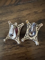 mid century Cameo Earrings Square Shape Costume.