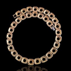 17.5in Two Tone Gold & Silver Square Link Collar Necklace