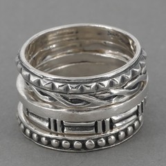 Vintage Shube’s for Silpada Sterling Pearl 5 Stackable Ring Set R1068 HTF Sz 6.5