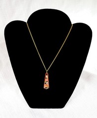 Vtg Cloisonne Pendant Necklace NOS Gold Plated 24″ Chain In Silk Pouch Boho Gift