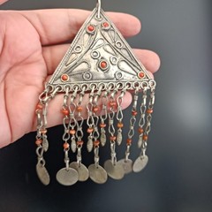 Tribal Chandelier Necklace Ethnic Statement Coin Fringe Vintage Boho Jewelry VTG