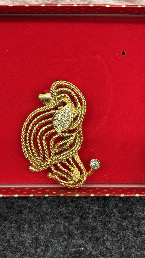 Gerry’s Gold Toned Rhinestone Poodle Dog Brooch Pin