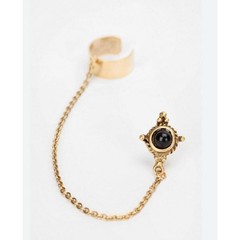 VTG Gold Tone Byzantine Revival Single Cuff Drape Chain Earring Goth Medieval