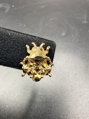Vintage Gold Tone Rhinestone Bug Insect Stud Earrings