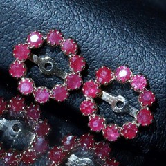 14k yellow gold 0.40ct ruby earring jackets vintage heated handmade 0.80gr