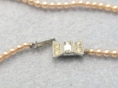 Vintage Faux Glass Pearl Beads Necklace 16in.