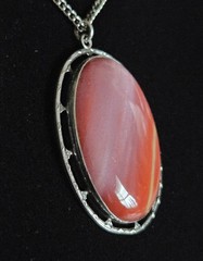 Vintage Sterling Silver Banded Agate Lavender Orange Yellow 925 Necklace 16”