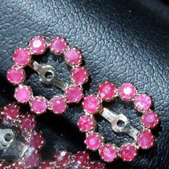 14k yellow gold 0.40ct ruby earring jackets vintage heated handmade 0.80gr