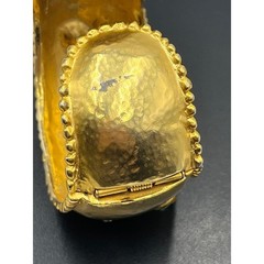 Les Bernard VO Vogue Vintage Signed Hammered Gold Cuff Bracelet Rhinestones