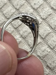 1920s Art Deco Old European Cut Diamond 14k White Gold Ring Antique Engagement