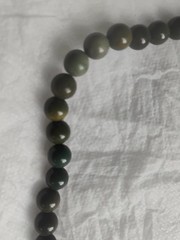 Faux Dark Jade Round Bead Choker Necklace 16″ with Wired Clasp