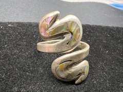Abalone By Pass Taxco Mexico Sterling Silver Ring size 8.5 Adjustable
