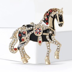 Ornate Enamel Carousel Horse Rhinestone Pin Crystal Brooch Equestrian Jewelry