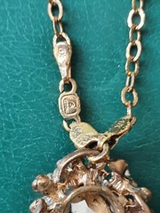 Vintage Jewelry, Green Stones and Chain Pendant, Antique Jewelry, Made in USSR