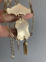 Vintage Victorian Revival Necklace Earrings Faux Pearl turquoise Festoon Tassel