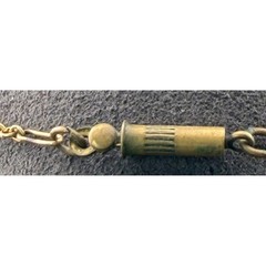 Vintage Edwardian Lavalier Necklace Open Framework Blue Glass Brass Barrel Clasp