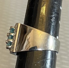 925 Sterling Silver Sky Blue Glacier Topaz Ring Wide Stacked Gemstone Band sz 7