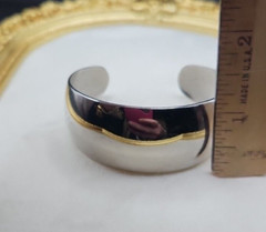 Monet Vintage Cuff Bracelet Modernist Silver Tone Simple Boho Chic Statement