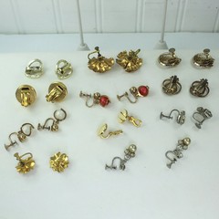 Collection 15 Pairs Earrings Screw Clip Unmarked Good Quality RS Dangle Filigree