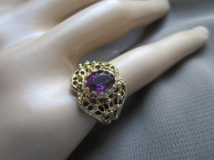 vintage 1970s-1980s ESPO ring, Esposito, purple rhinestone, size 7, GEP
