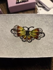 Antique silver2 enamel butterfly brooch pin hallmarked 800