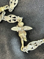 Antique Unsigned Peruzzi? 800 Silver Roman Renaissance Revival 33″ Necklace Muff