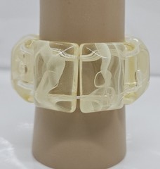 Vintage Clear Cream Lucite Stretchable Bracelet With Bubbles