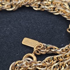 Vintage Monet Goldtone Diamond Cut Twisted Cable Link Necklace 54″ Classic EUC