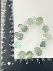 Natural Fluorite Gemstone Stretch Bracelet with Clear Quartz Chips 7.5in