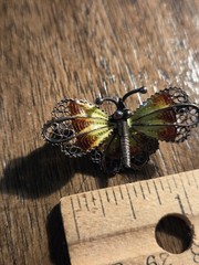 Antique silver2 enamel butterfly brooch pin hallmarked 800