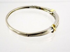 Abraham David Lowenstark Sterling Silver Diamond Hinged Bracelet ADL 925 7 Inch