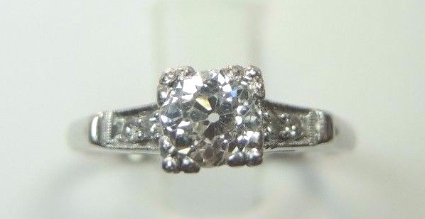 Antique Art Deco Diamond Engagement Platinum Ring Size 6 UK-L1/2 EGL USA