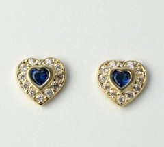 14k Solid White Gold Halo Heart Stud Earrings