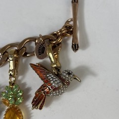 Vintage Juicy Couture Charm Bracelet Y2K Pave Rhinestones Bits Heart Flower