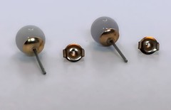 Vintage Goldtone Light Lavender Jade Stud Earrings 9 mm